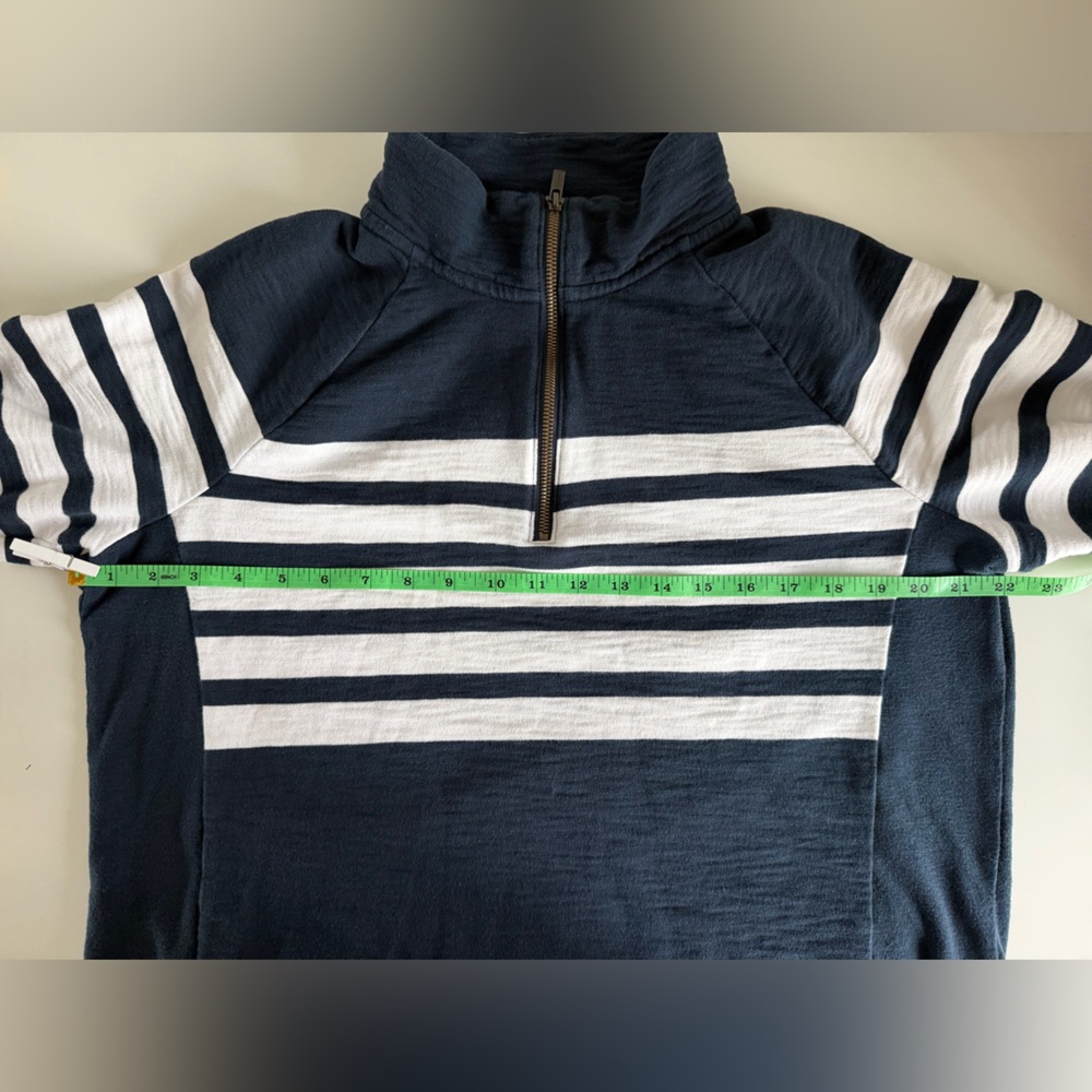 L.L. Bean Women's Peaks Island Quarter-Zip Pullover, Navy and White Stripe - Picture 10 of 11